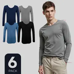 UTILISIMO - Pack 6 Camiseta Bambú Manga Larga Primera Capa Hombre Polera Surtido