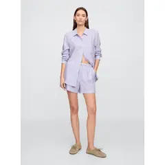 GAP - Short Mujer 4" Lino Striped Morado