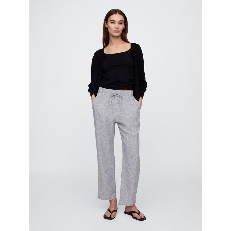 GAP - Pantalón Mujer Easy Lino Stripe Azul Gap