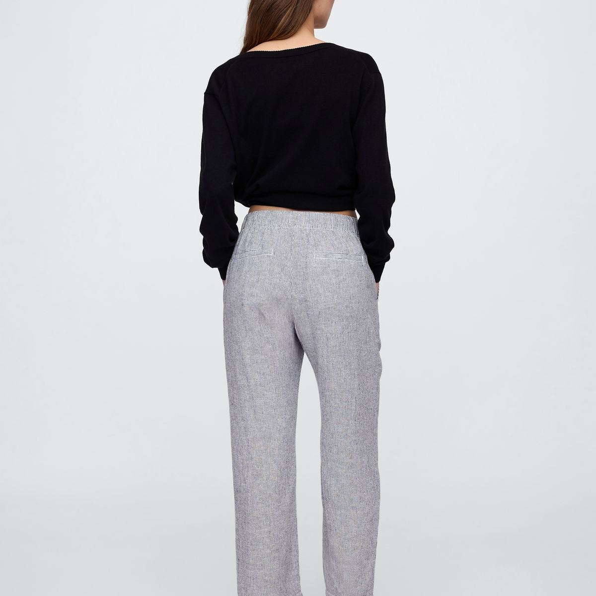 GAP - Pantalón Mujer Easy Lino Stripe Azul Gap