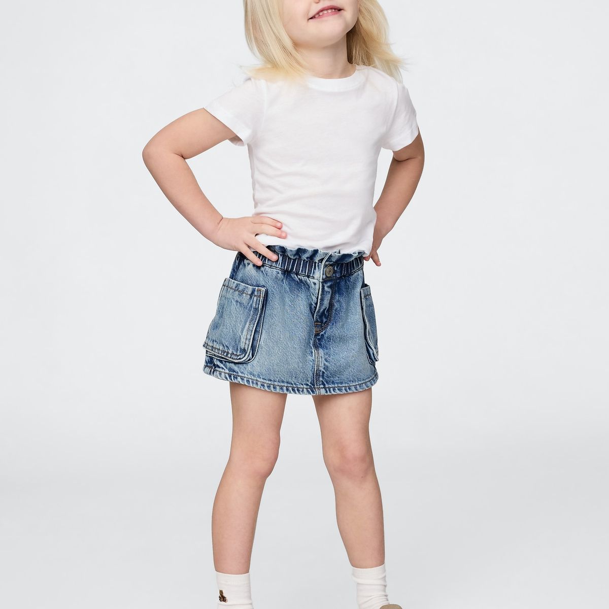 GAP - Falda Short Toddler Niña Denim Cargo Azul Gap