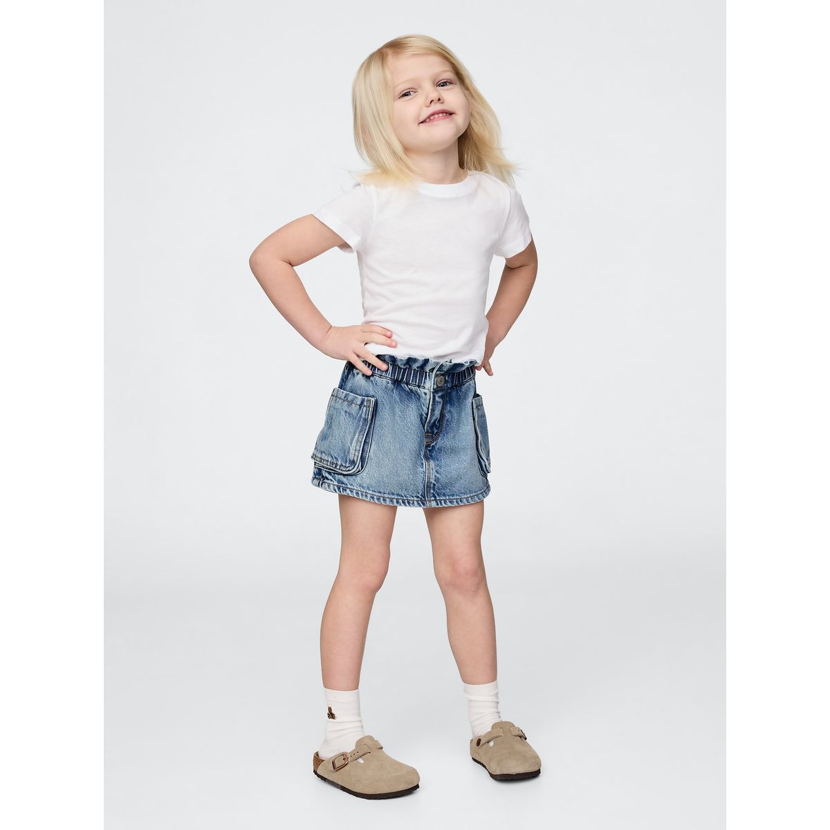 GAP - Falda Short Toddler Niña Denim Cargo Azul Gap