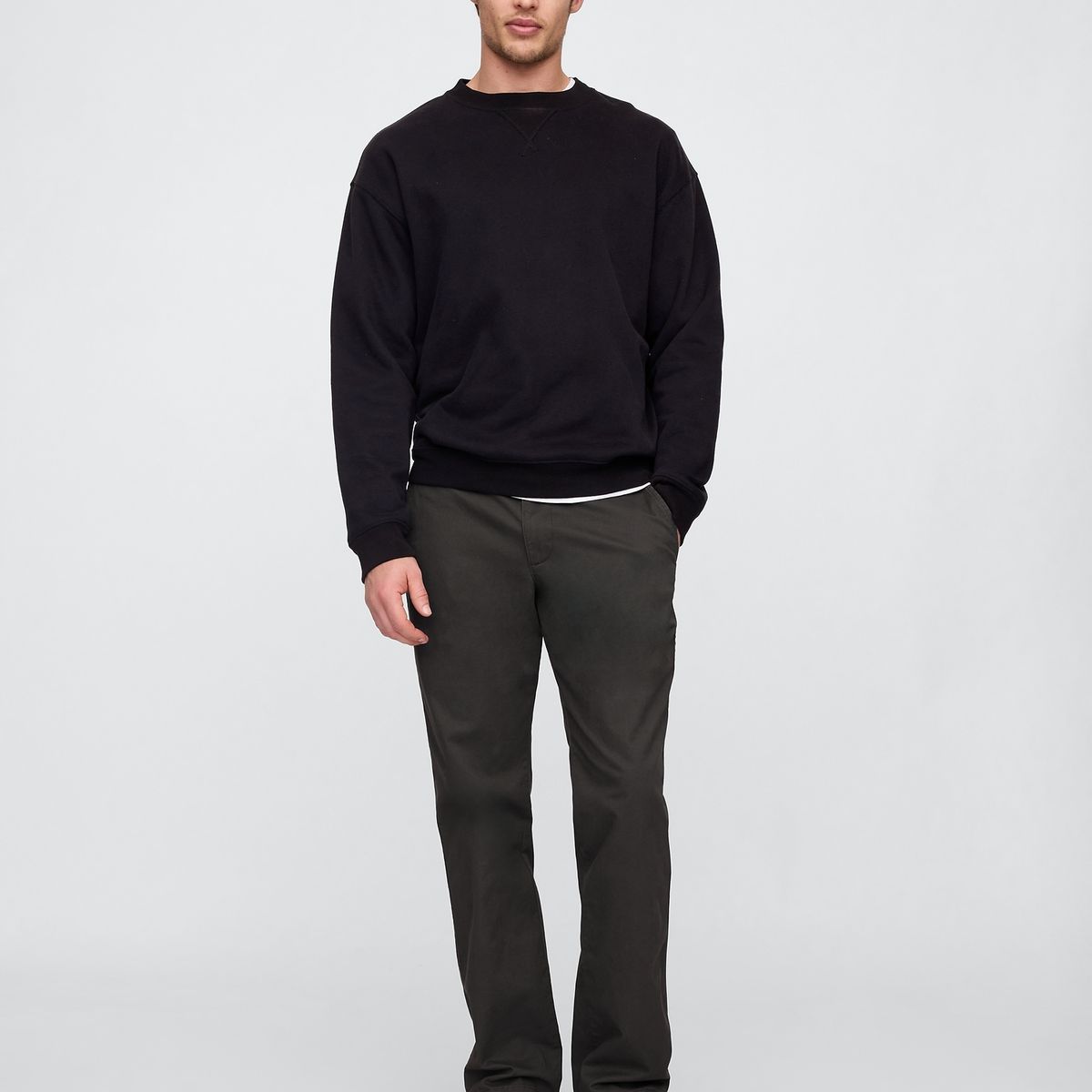 GAP - Pantalón Hombre Straight Khaki Negro Gap