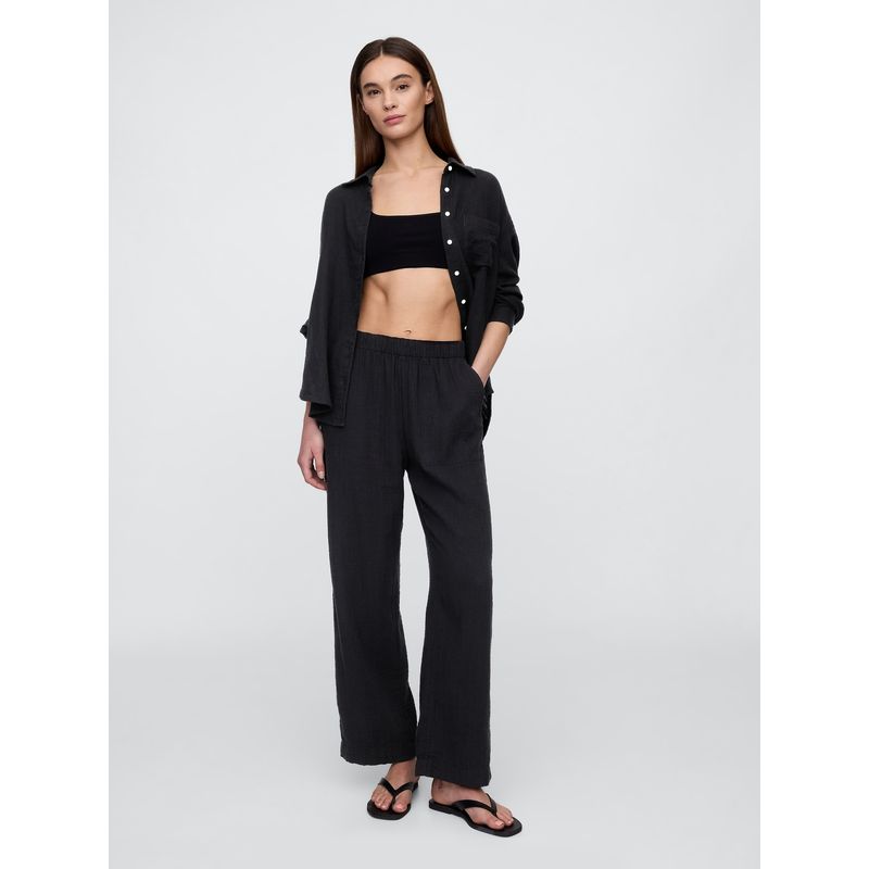 GAP - Pantalón Mujer Gauze Pull-On Negro Gap
