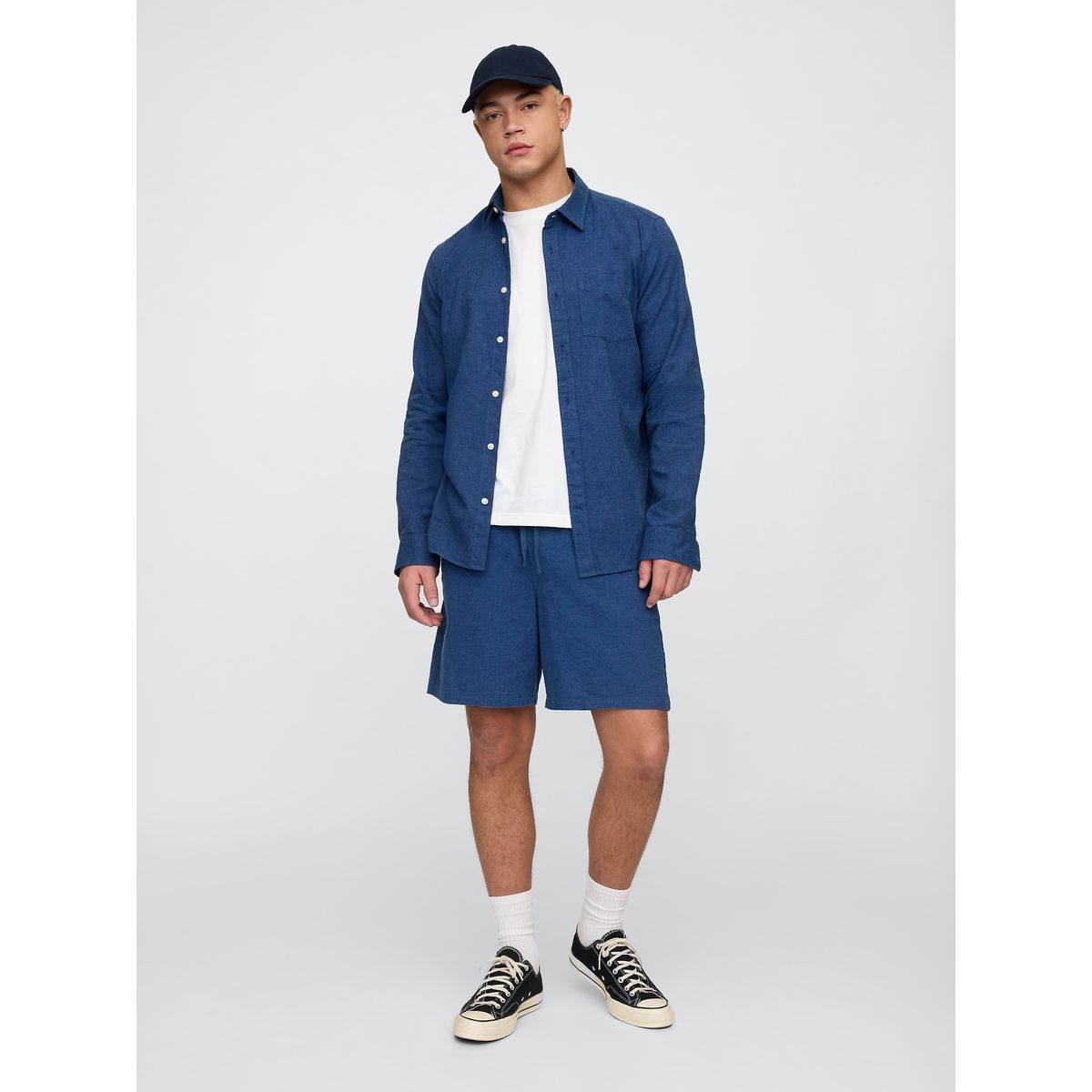 GAP - Short Hombre Lino Easy Azul Gap