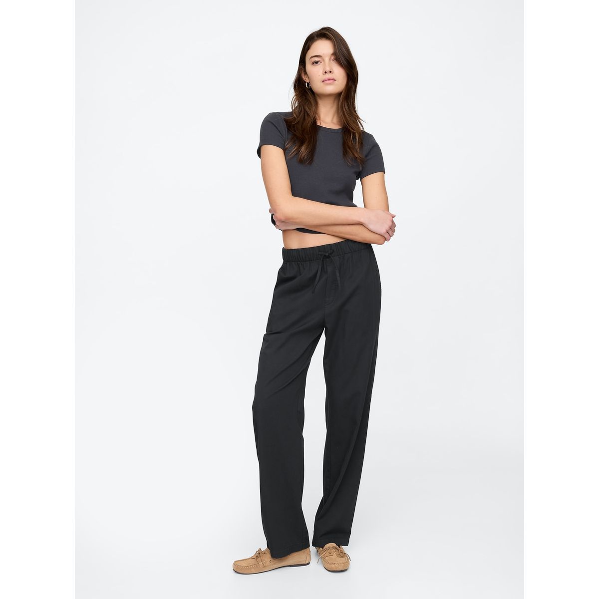 GAP - Pantalón Mujer Easy Twill Negro Gap