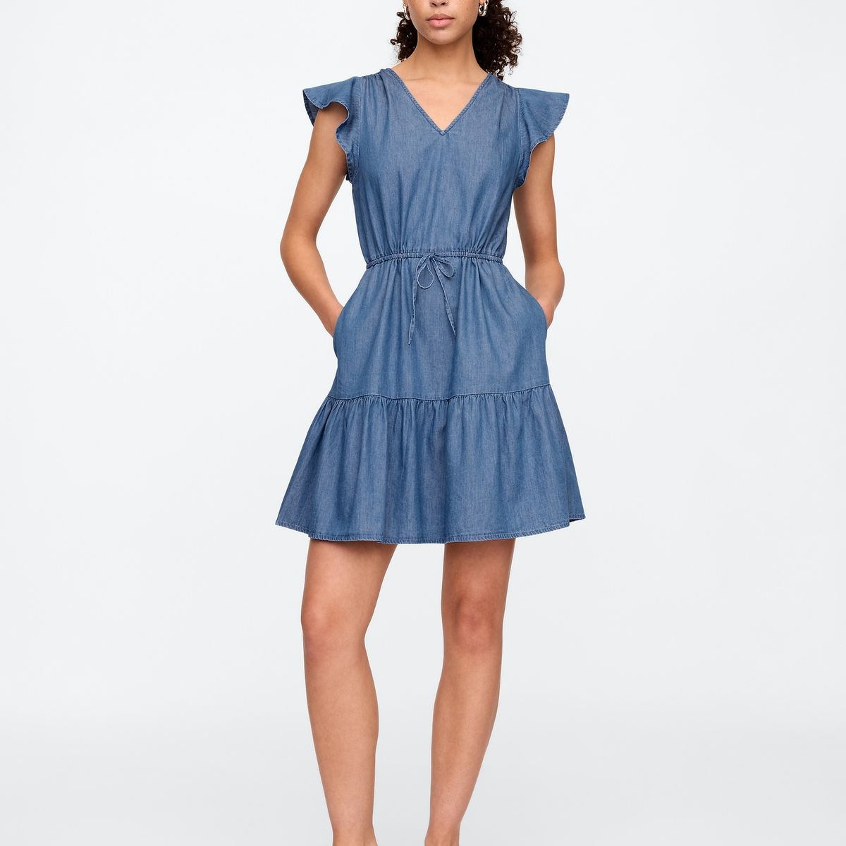 GAP - Vestido Mujer Mini Denim Tie Waist Azul Gap