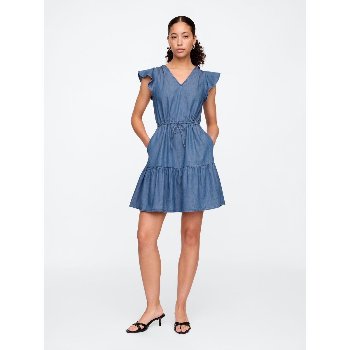 GAP - Vestido Mujer Mini Denim Tie Waist Azul Gap