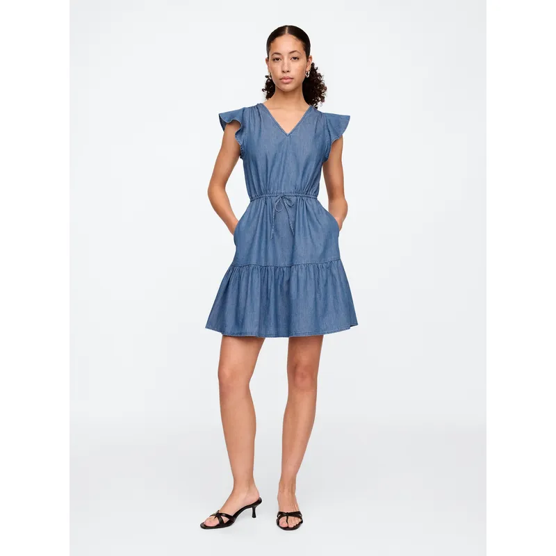 GAP - Vestido Mujer Mini Denim Tie Waist Azul Gap