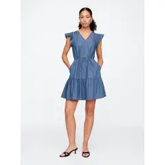 GAP - Vestido Mujer Mini Denim Tie Waist Azul
