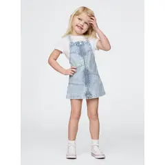 GAP - Vestido Toddler Niña Patchwork Denim Azul
