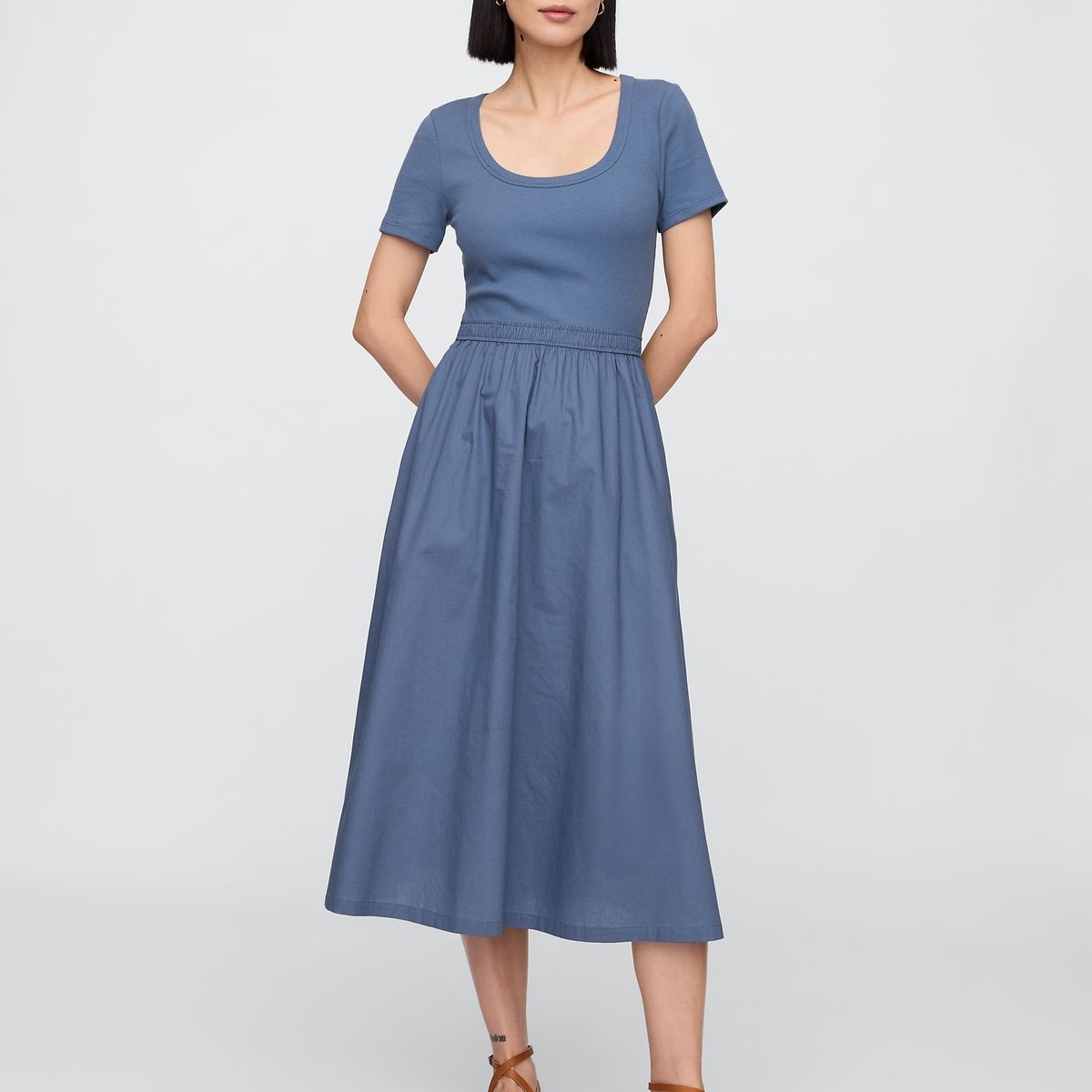 GAP - Vestido Mujer Scoop Neck Azul Gap