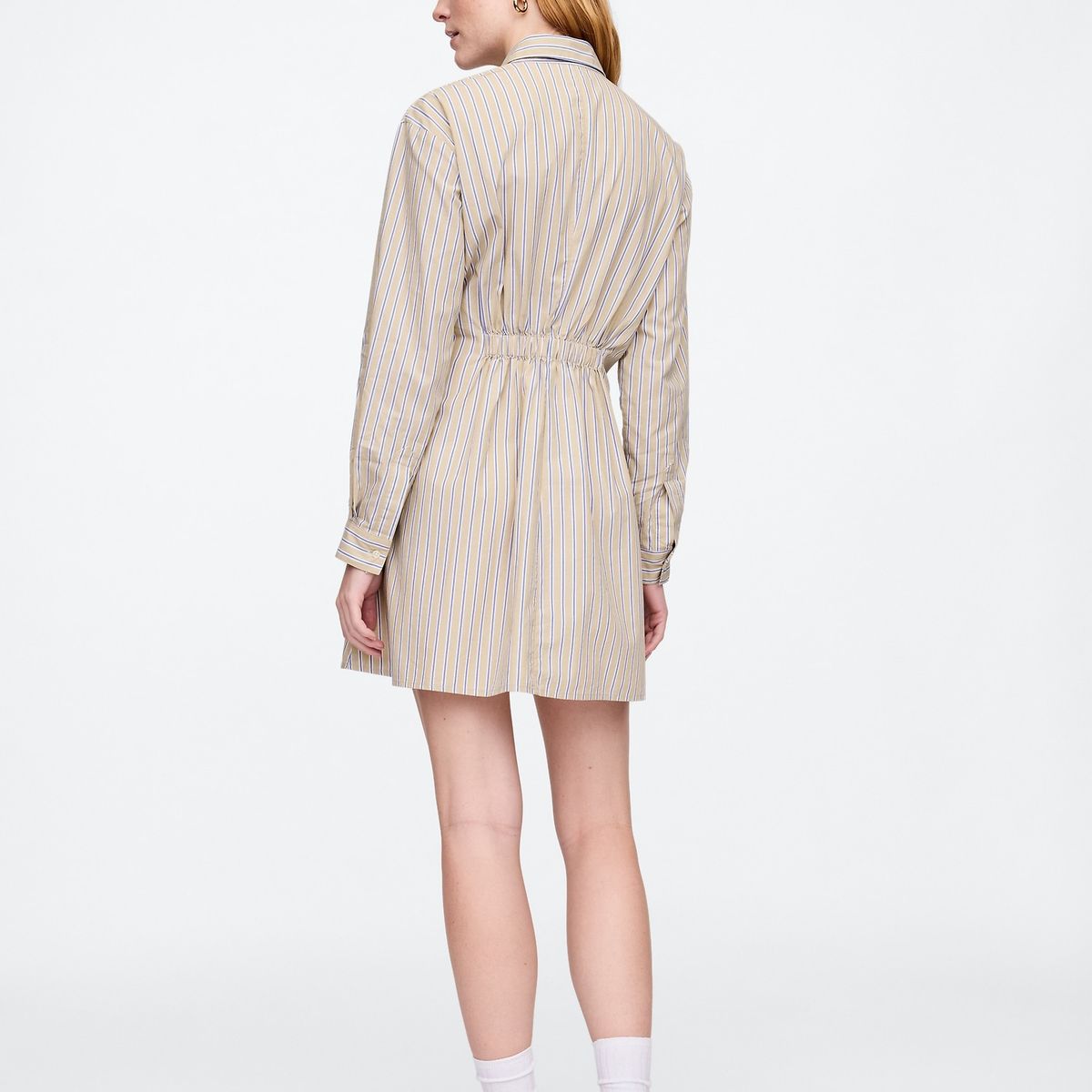 GAP - Vestido Mujer Mini Popelina Fit n Flare Beige Gap