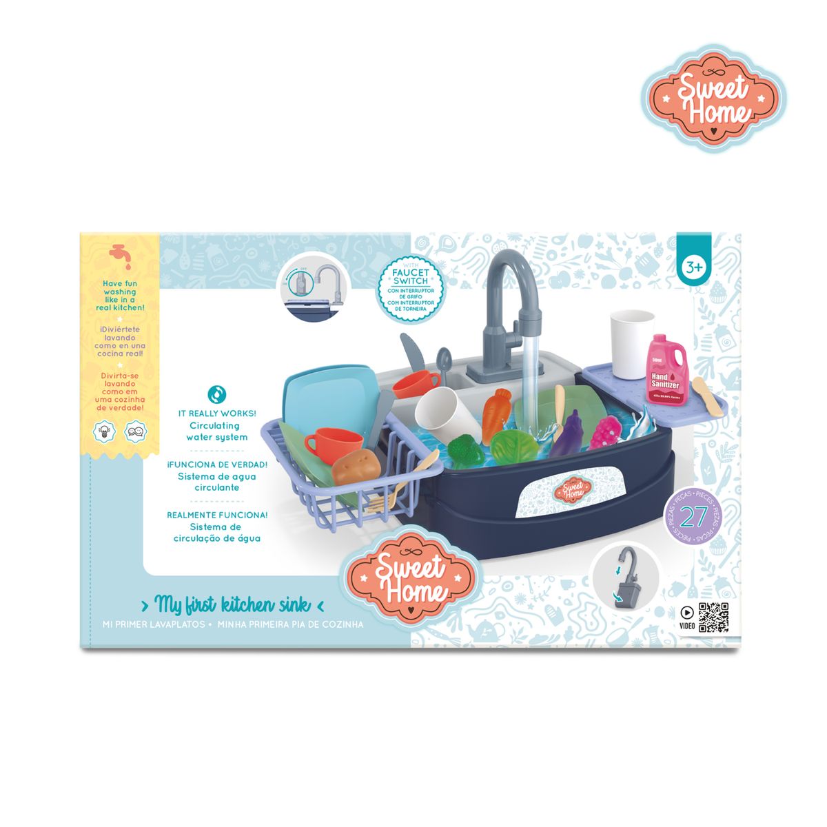 SWEET HOME - Lavaplatos Juguete Agua Real 26 Accesorios Cocina Niños