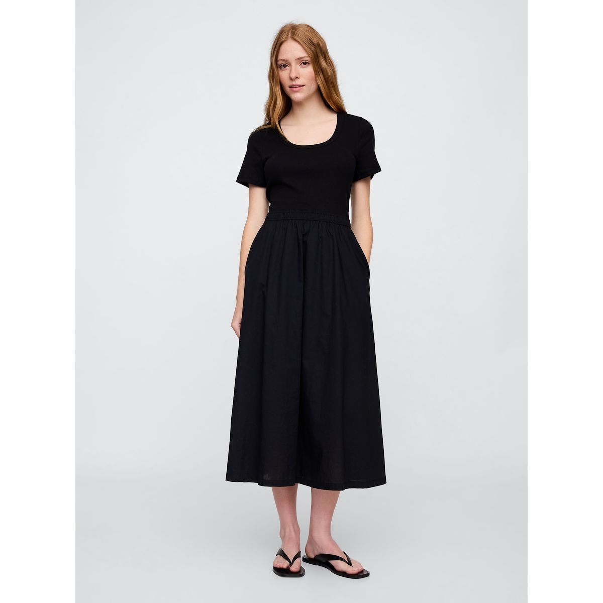 GAP - Vestido Mujer Gap Scoop Neck Negro