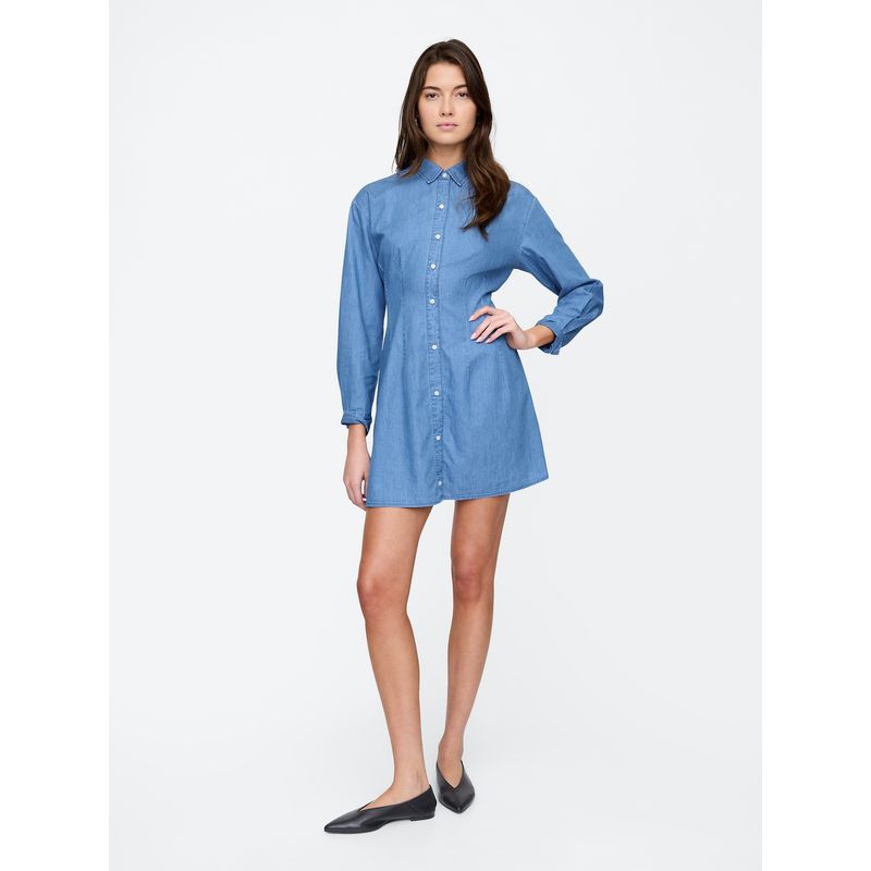 GAP - Vestido Mujer Mini Denim Fit n Flare Azul Gap