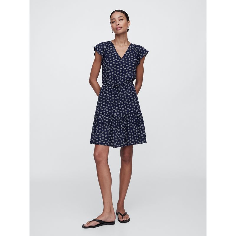 GAP - Vestido Mujer Tie Waist Pattern Azul Gap