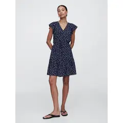 GAP - Vestido Mujer Tie Waist Pattern Azul
