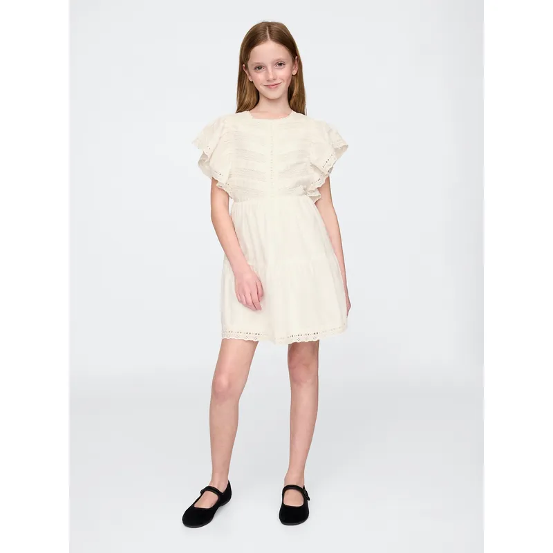 GAP - Vestido Niña Lace Ruffle Blanco Gap