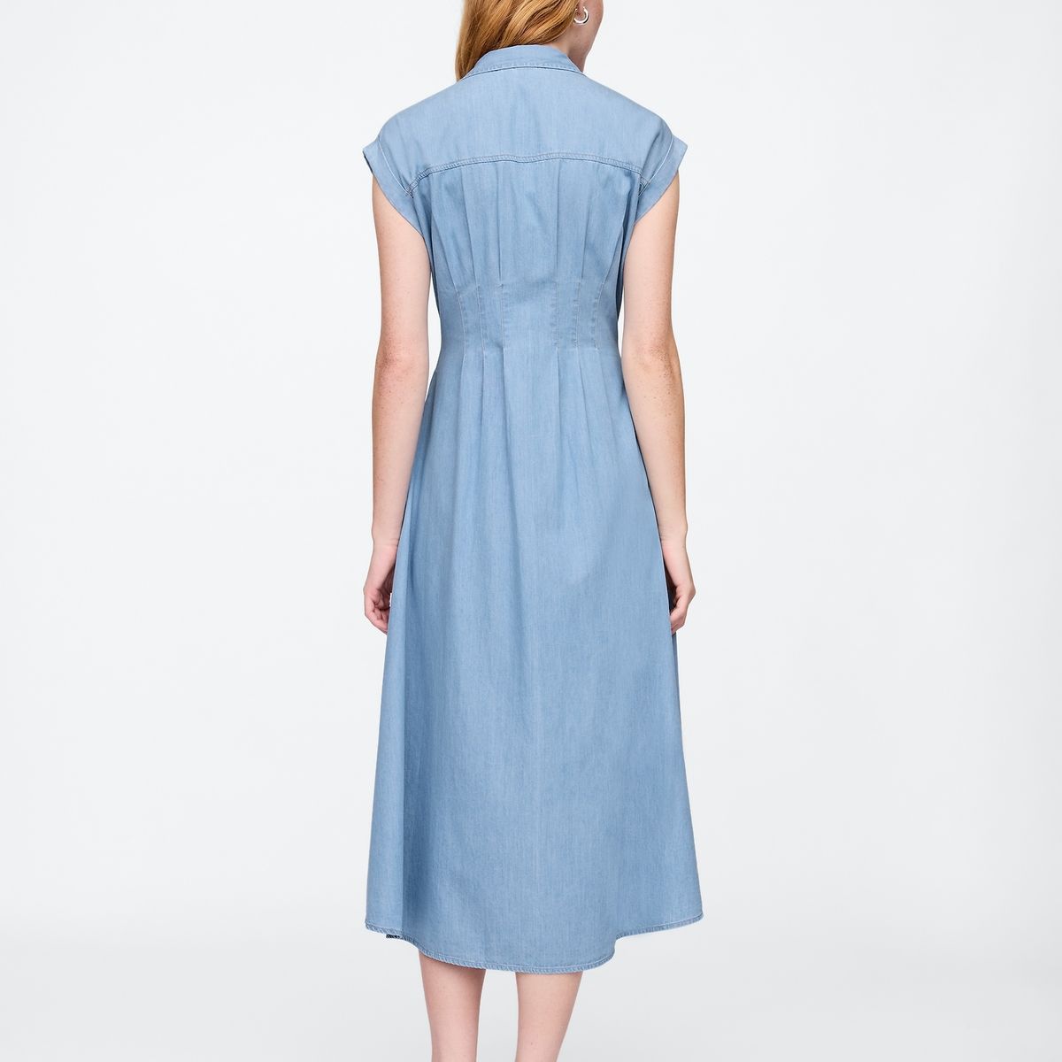 GAP - Vestido Mujer Maxi Shirt Pleated Azul Gap