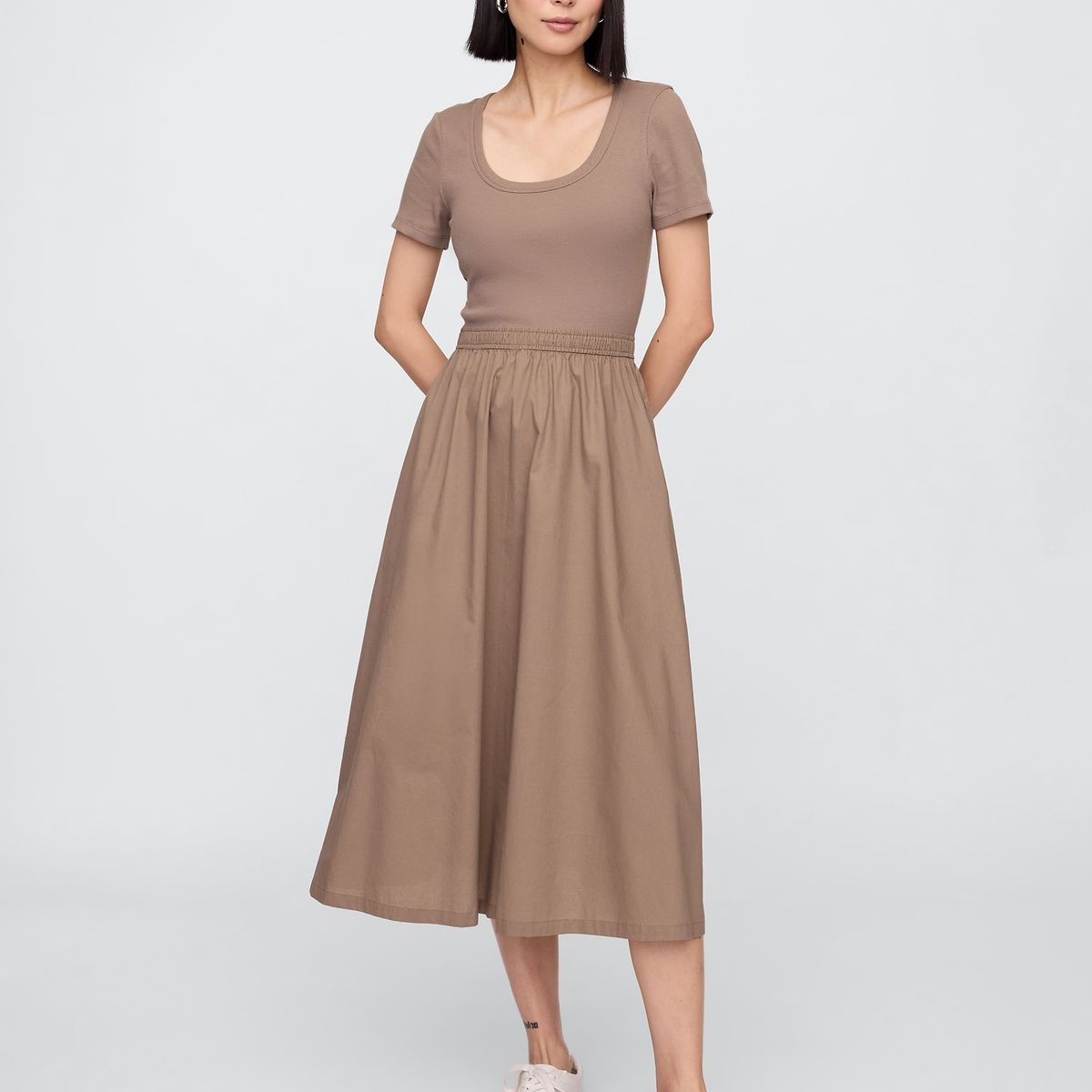 GAP - Vestido Mujer Scoop Neck Café Gap