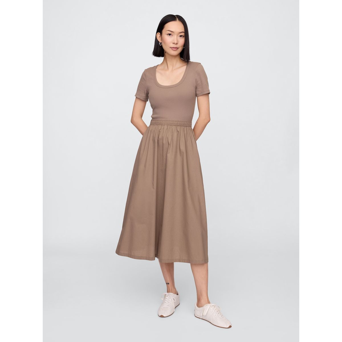 GAP - Vestido Mujer Scoop Neck Café Gap