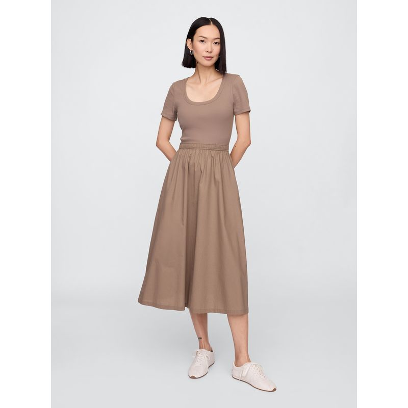 GAP Vestido Mujer Scoop Neck Café Gap
