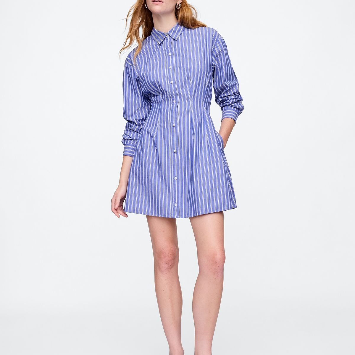 GAP - Vestido Mujer Mini Popelina Fit n Flare Azul Gap