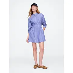 GAP - Vestido Mujer Mini Popelina Fit n Flare Azul