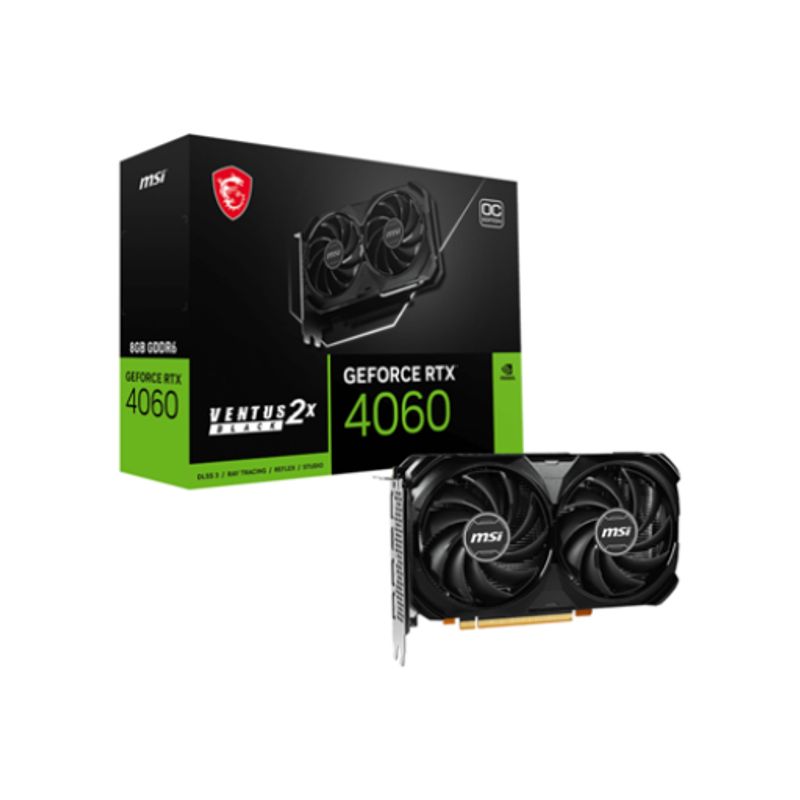 MSI - Tarjeta de Video MSI RTX 4060 VENTUS 2X BLACK 8G OC
