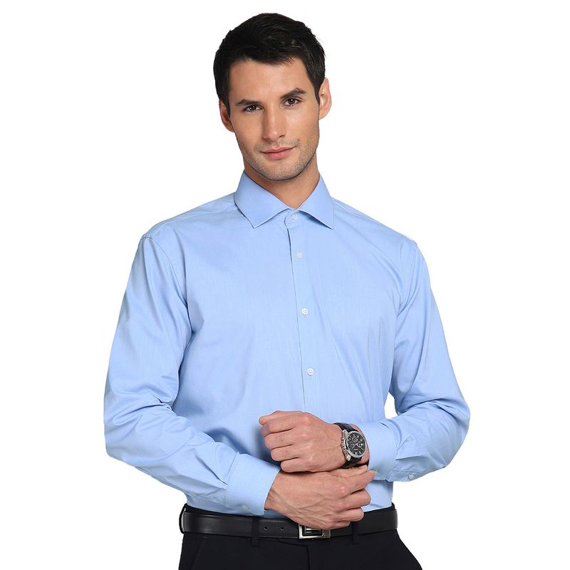 ARROW - Camisa Celeste Hombre Formal Texturada Cuello Italiano Sin Bolsillo