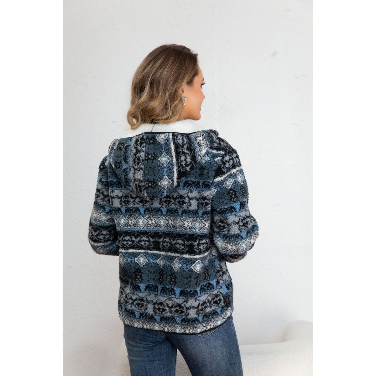 LIKE SHOP - Chaqueta Mujer Poleron Étnico Invierno Forro Interior Piel Cierre 7569