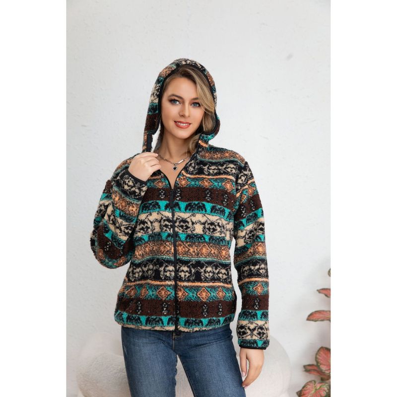MPROPIA - Chaqueta Mujer Poleron Étnico Invierno Forro Interior Piel Cierre 7569