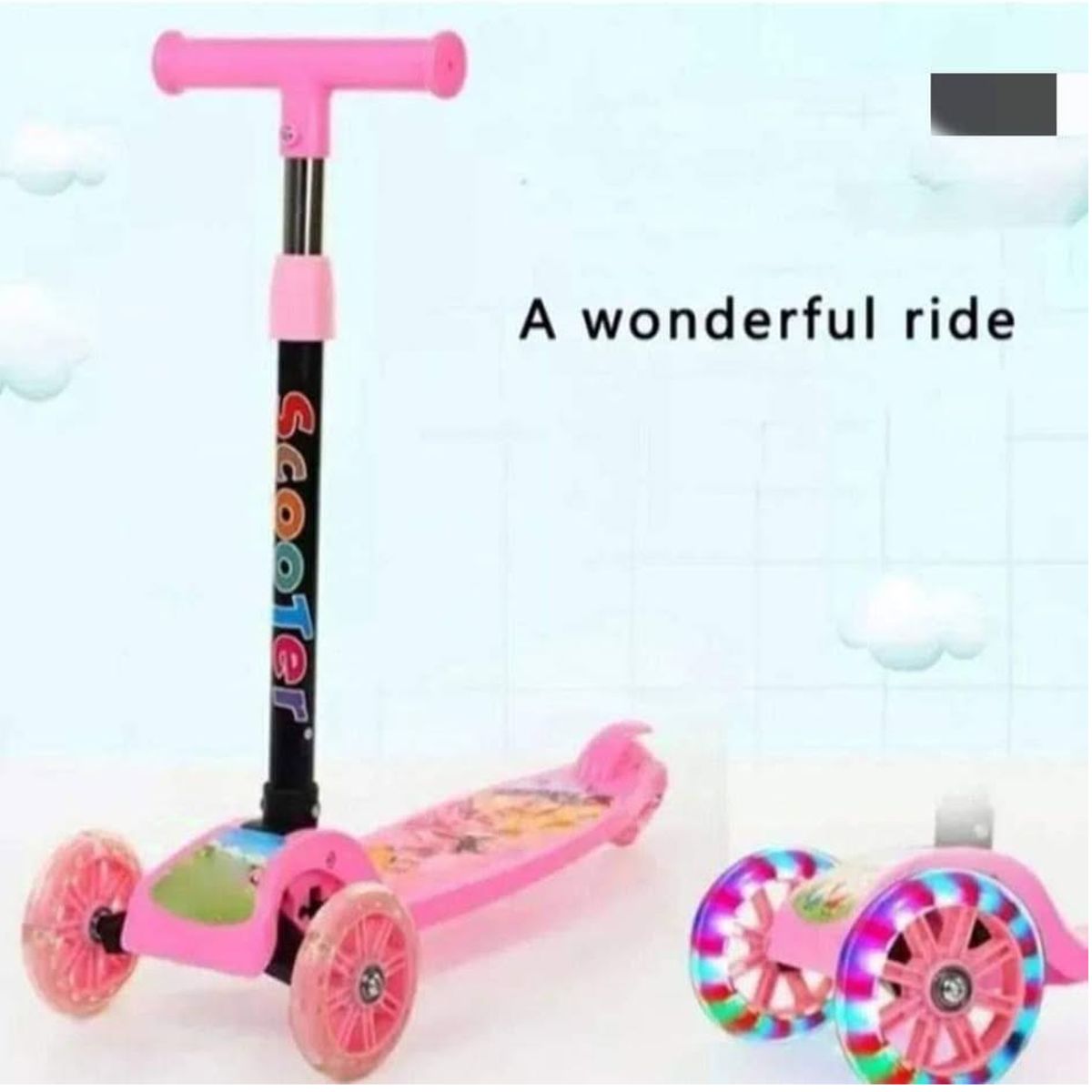 CARIBEE - Scoorter 3 Ruedas con Luces para Niños Rosado