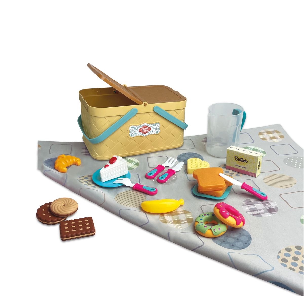 SWEET HOME - Cesta Picnic Juguete Mantel y Accesorios Niños y Niñas