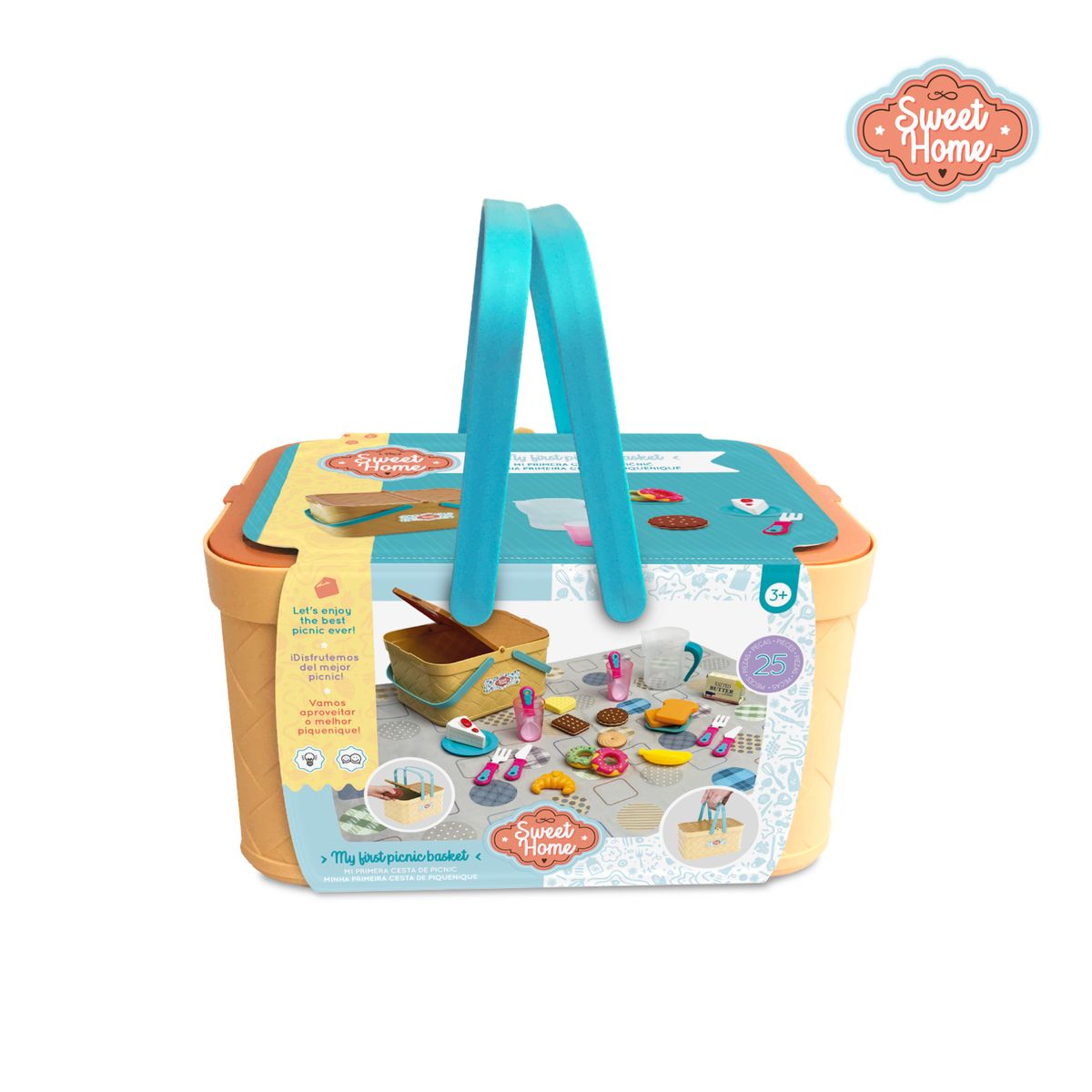 SWEET HOME - Cesta Picnic Juguete Mantel y Accesorios Niños y Niñas