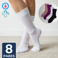 UTILISIMO - Pack 8 Pares Calcetines Largos Diabético Costuras Planas Bambú Mujer