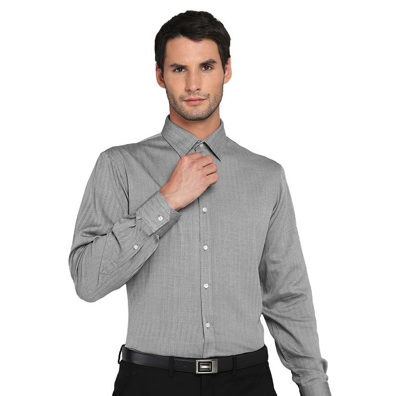 ARROW - Camisa Gris Oscuro Slim Fit Hombre Formal Texturada Sin Bolsillo