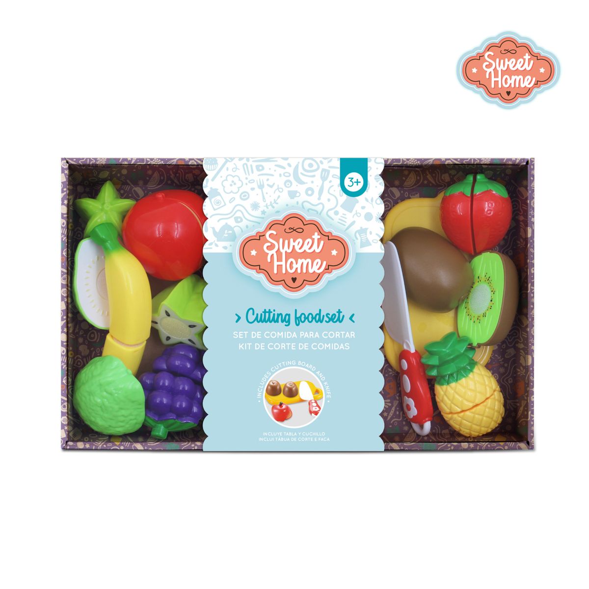 SWEET HOME - Set Alimentos de Juguete para Cortar con Velcro y Accesorios