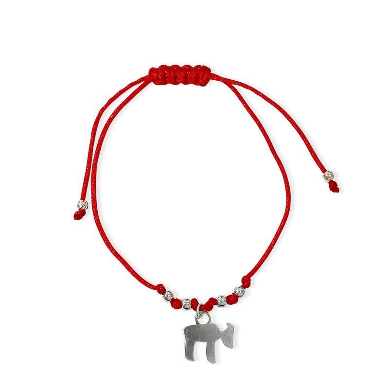 ANDREA COGGIOLA JOYAS - Pulsera Jai Lámina Plata Fina 925 Cordón Rojo
