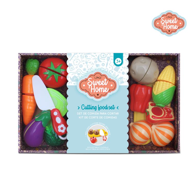 Alimentos Juguete Velcro 10 Pzs con Tabla y Cuchillo