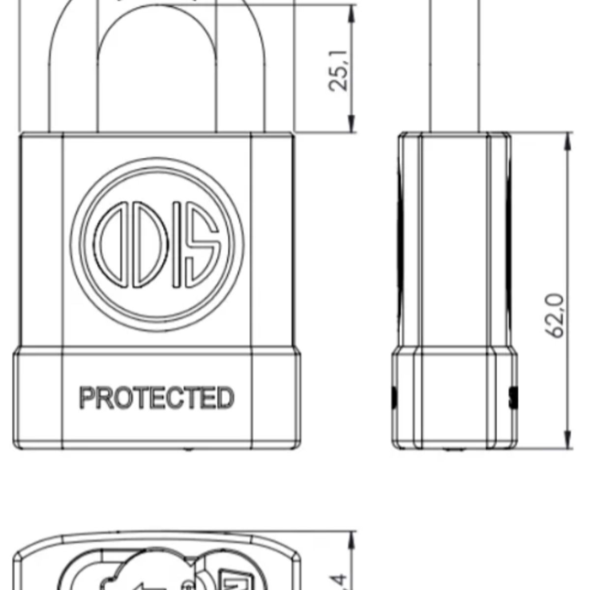 ODIS - Candado Odis M50 Protected 54mm Blíster