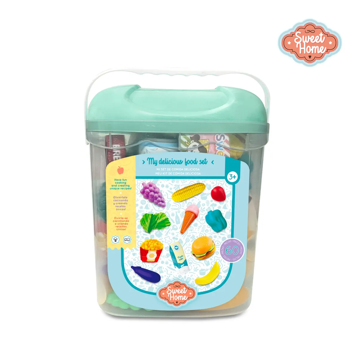 SWEET HOME - Set Comida Infantil 60 Pzs con Balde Organizador