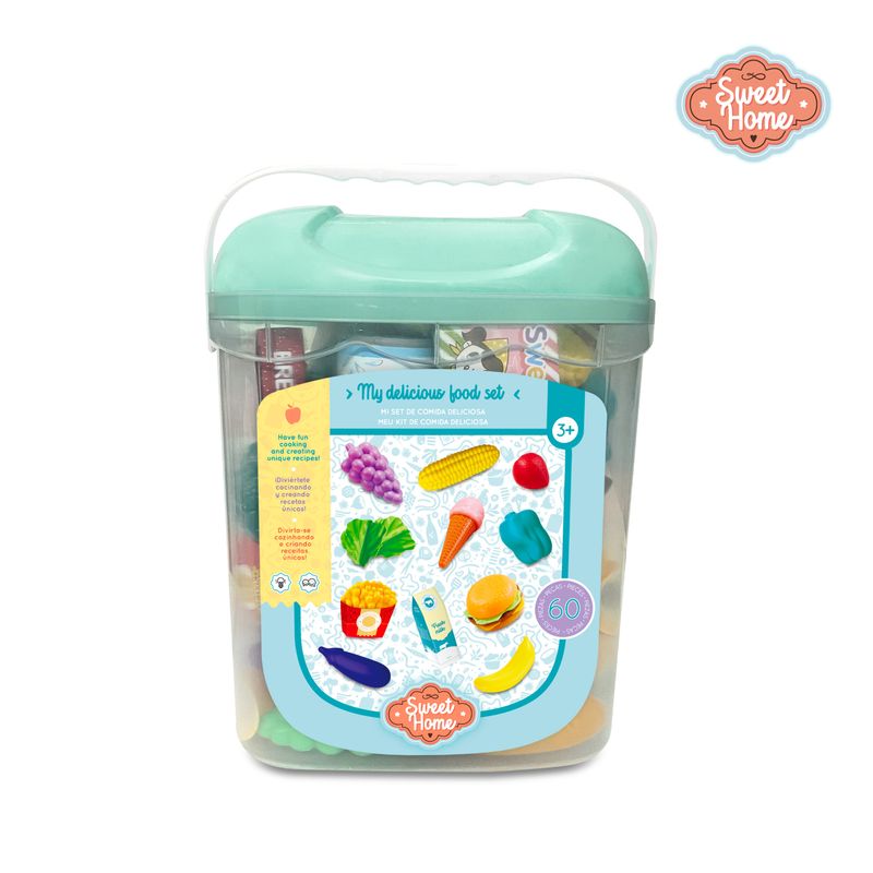 SWEET HOME - Set Comida Infantil 60 Pzs con Balde Organizador