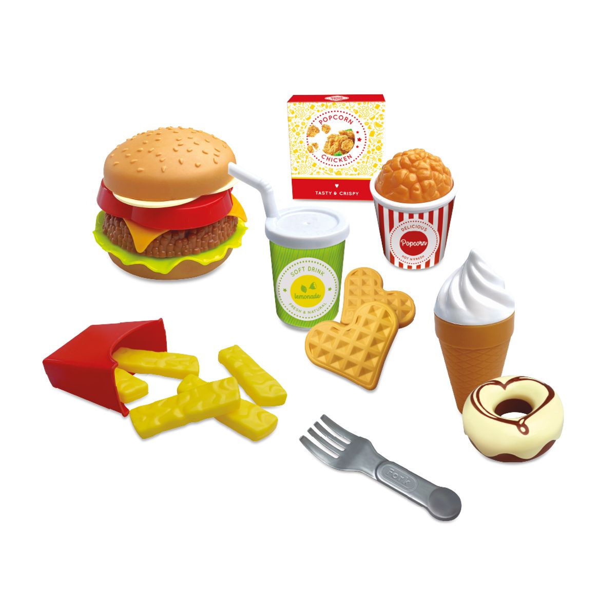 SWEET HOME - Juguete Set Comida Rápida 24 Pzs Hamburguesa y Accesorios