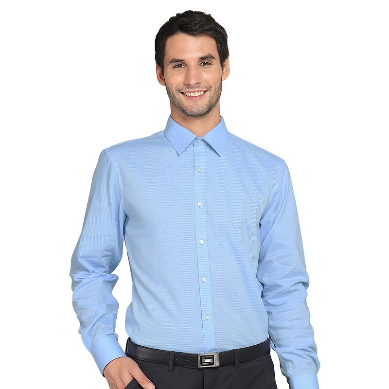 ARROW - Camisa Slim Fit Hombre Celeste Lineas Formal Sin Bolsillo Arrow