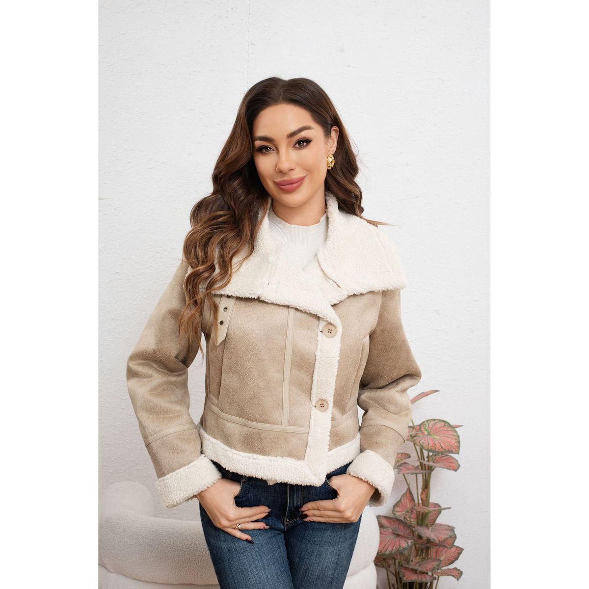 LIKE SHOP - Chaqueta Mujer Tipo Piloto Cruzada Botones Interior Chiporro 7043