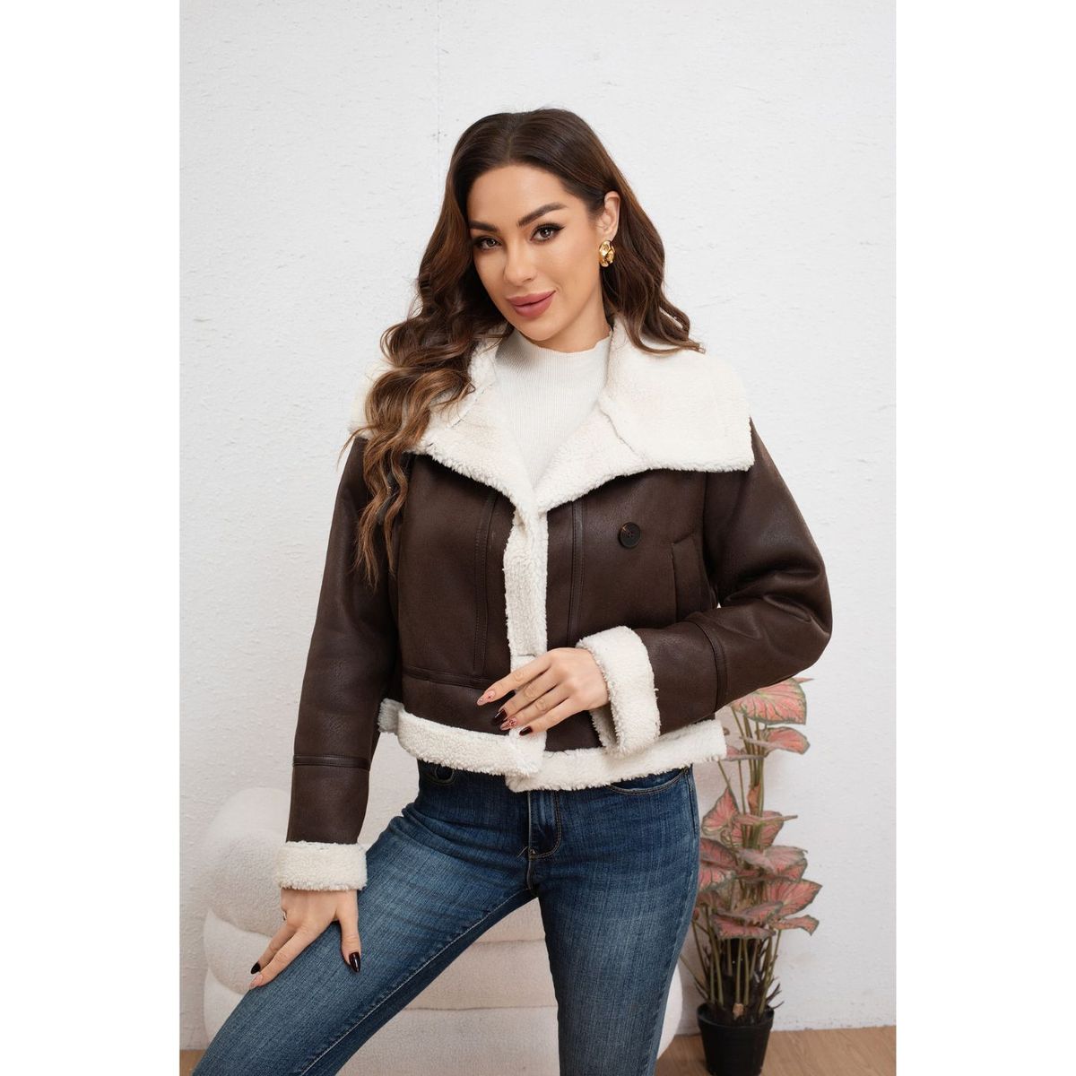 LIKE SHOP - Chaqueta Mujer Tipo Piloto Cruzada Botones Interior Chiporro 7043