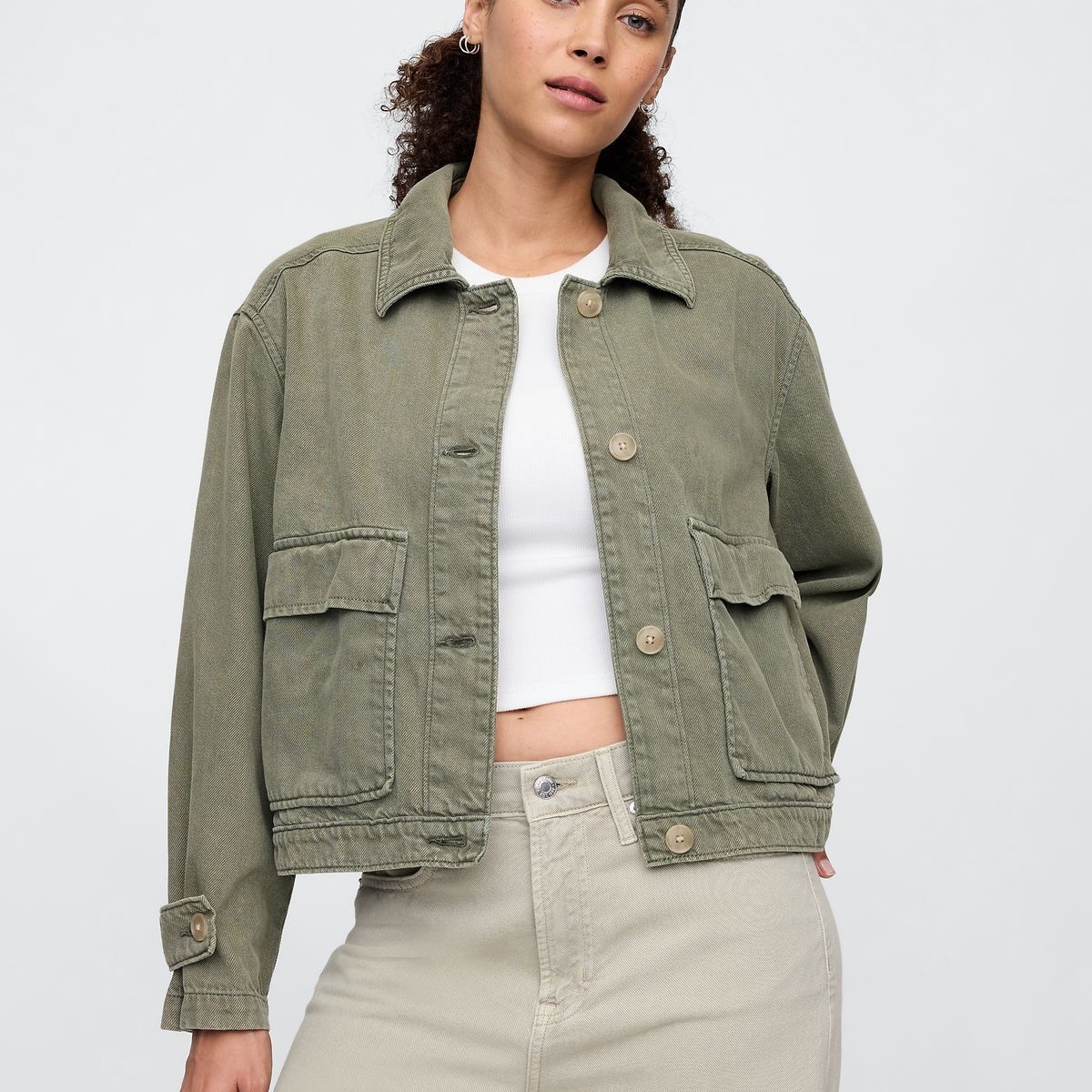 GAP - Chaqueta Mujer Gap Denim Color Utility Verde