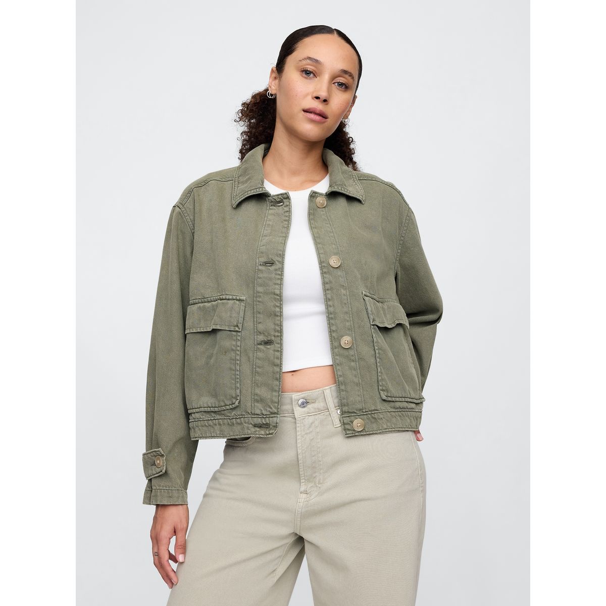 GAP - Chaqueta Mujer Gap Denim Color Utility Verde